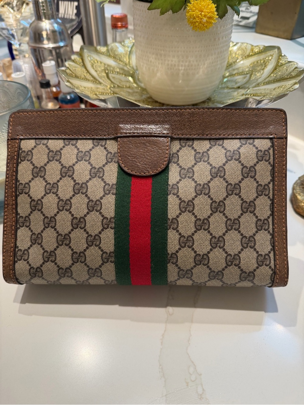 Gucci Monogram Canvass Clutch
